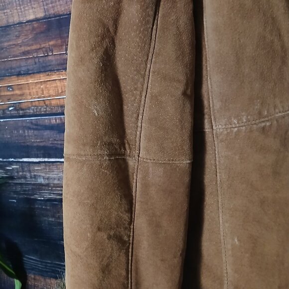 Wilsons Leather Pelle Studio Coat XL Brown Suede Faux Fur Trim Penny Lane - Picture 13 of 13